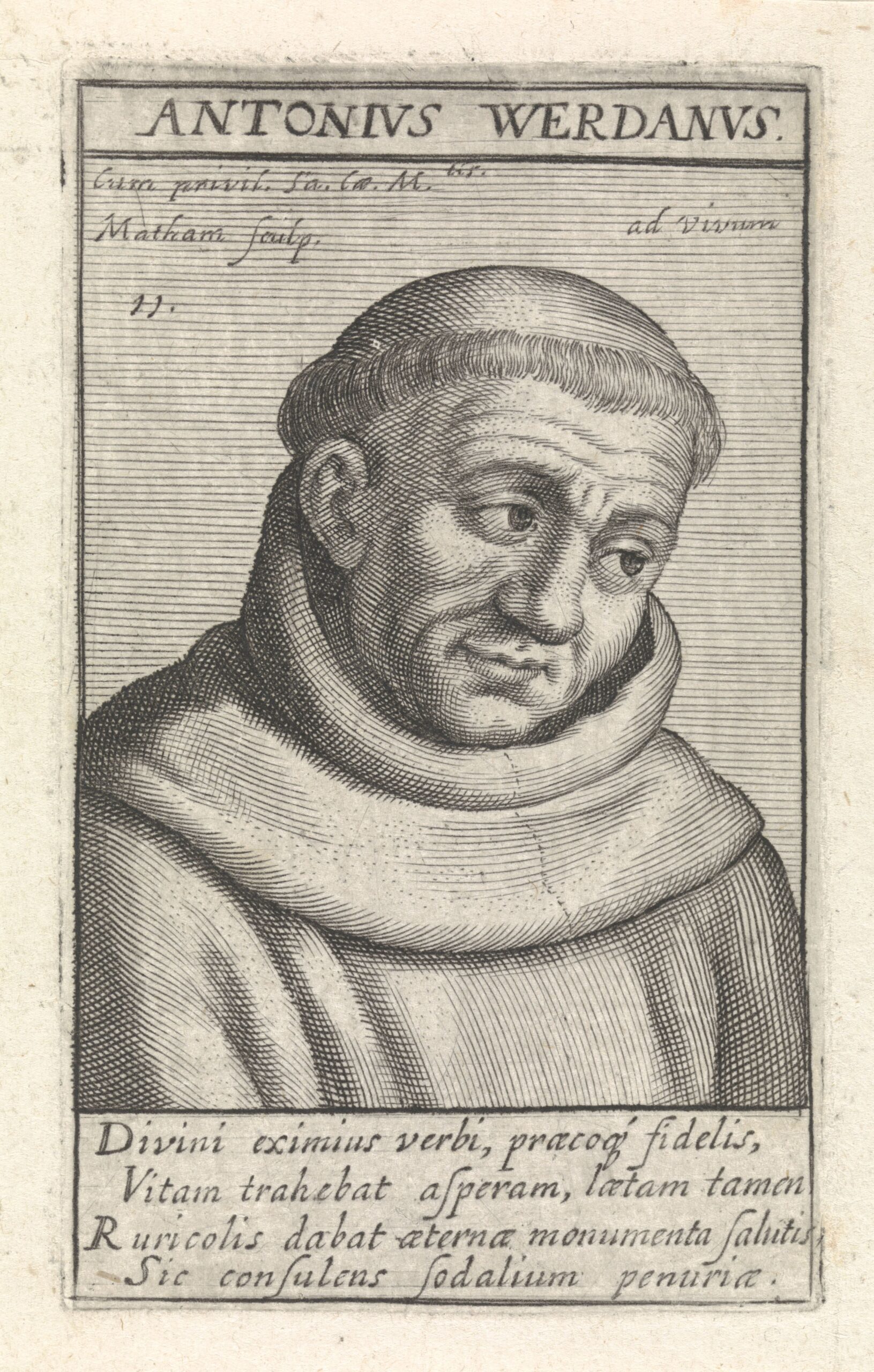 17th-century engraved portrait of Saint Antonius van Weert, Martyr of Gorkum